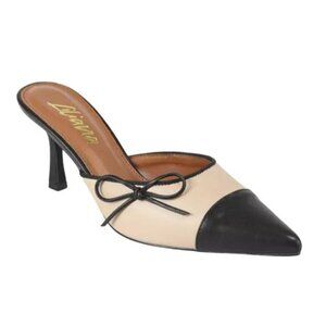 LILIANA / Mindi-1 / Vintage-Inspired/  Beige & Black / Slingback / Pointed-Toe